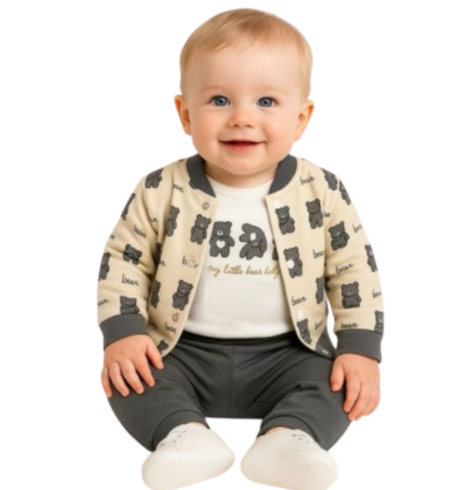 Compleu 3 piese, cu body, Kaki [1]