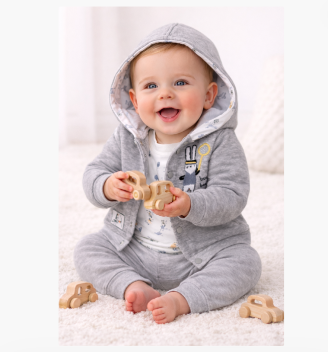 Compleu 3 piese, cu body, Tenis baby, Gri [3]