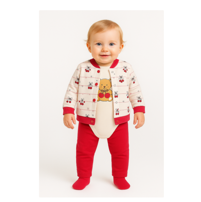 Compleu 3 piese, cu body, Ursuletul la cirese [2]