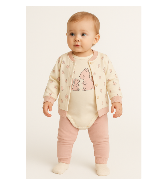 Compleu 3 piese, cu body, Veverita haioasa [2]