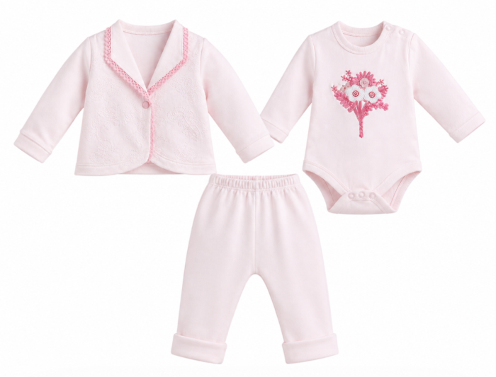 Compleu 3 piese, cu body, Dantelat la revere [2]