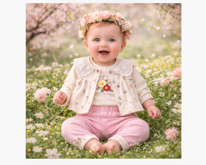 Compleu 3 piese, Flori de camp, Guler brodat [2]