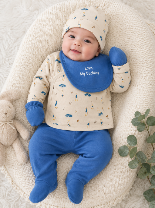 Compleu bebe 5 piese,0-3 luni, model bebe norocos [2]