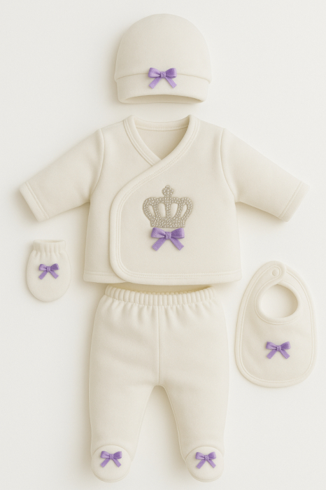 Compleu nou nascut, 5 piese, Minunata Printesa, Liliac [2]