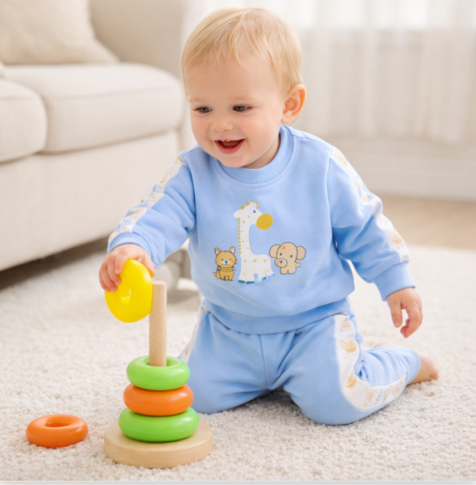 Compleu pentru casa, model girafa, albastru [2]