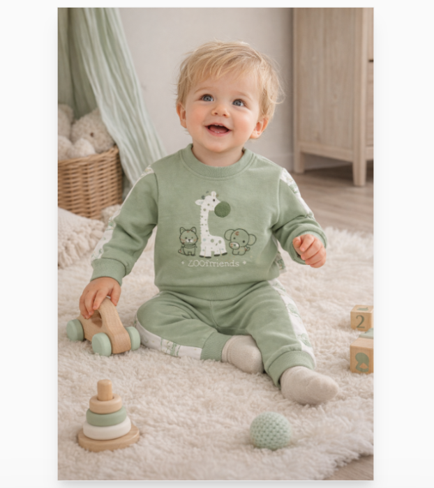 Compleu pentru casa, model girafa, verde [2]