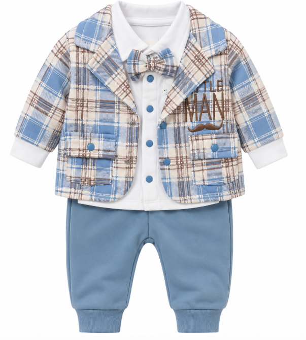 Costum bebe, Mustacila Man, Albastru [2]
