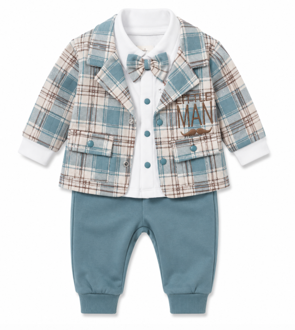 Costum bebe, Mustacila Man, Verde [2]