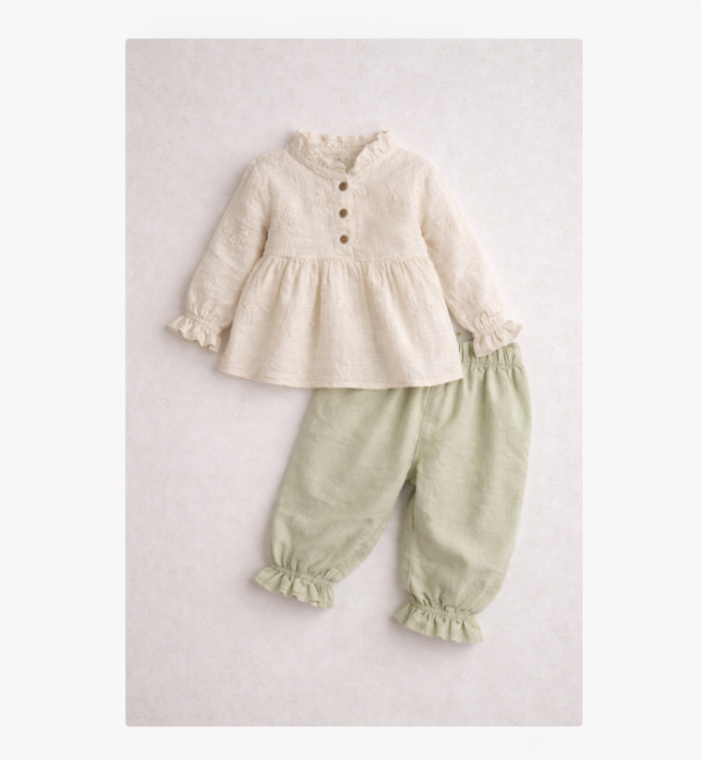 Costumas 2 piese, Din Muselina, Brodat [2]