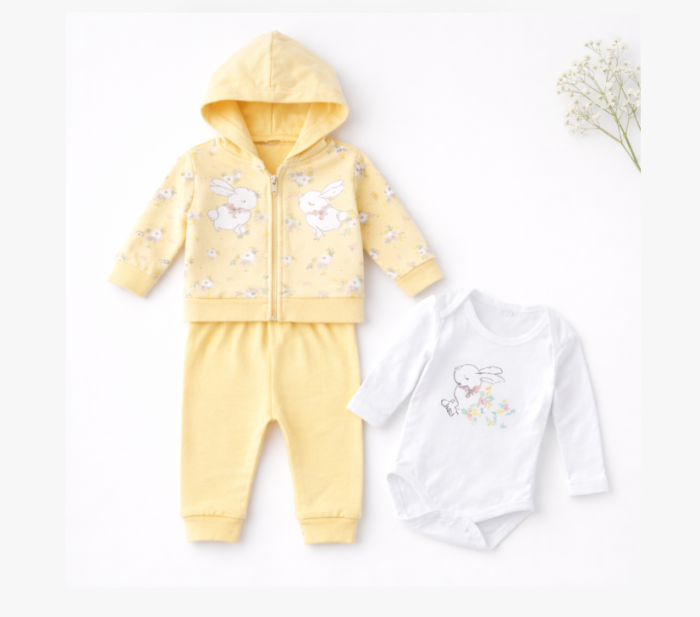 Costumas 3 piese, Iepurasi coconasi, Galben [2]