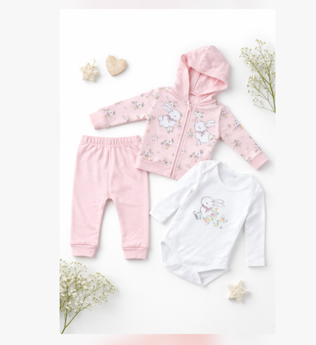 Costumas 3 piese, Iepurasi coconasi, roz [3]