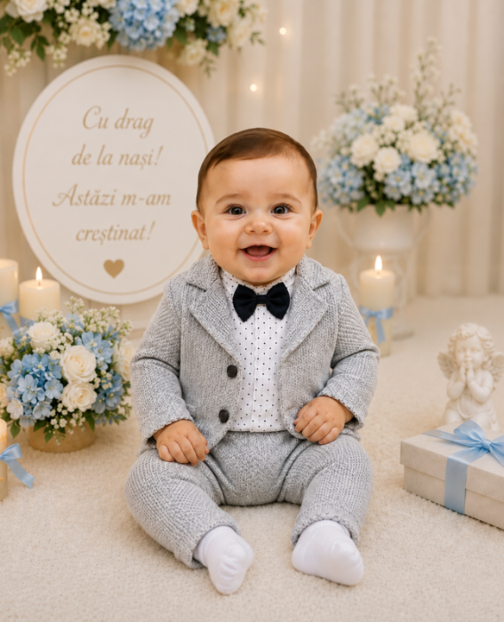Costumas elegant, 3 piese, Gri deschis [2]