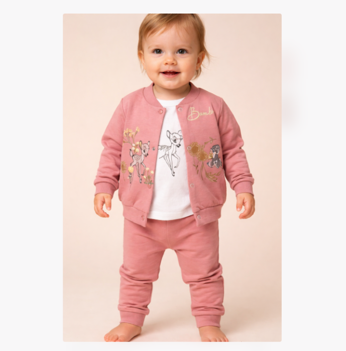 Costumas fete, caprioare, roz pudra [2]