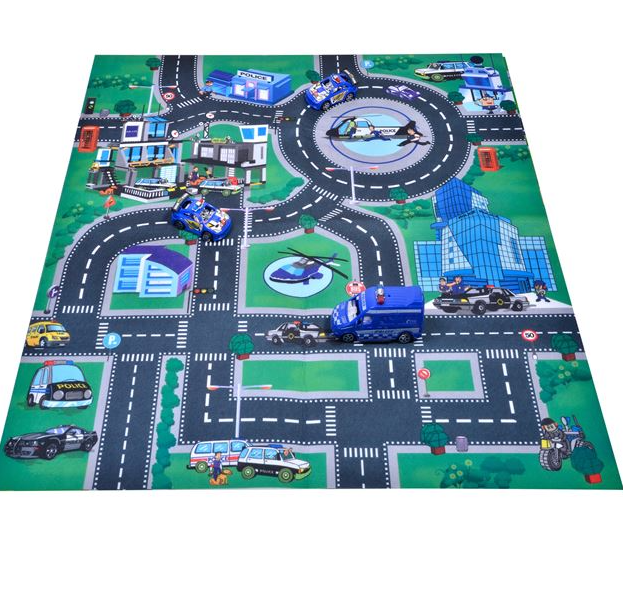 Covor de Joaca pentru Copii cu Vehicule de Politie 80x70cm [2]