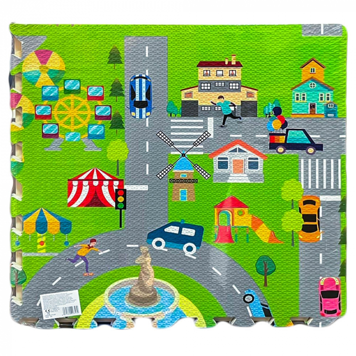 Covoras Buretat, Tip puzzle, Sa invatam semnele de circulatie, 120x120 Cm [4]