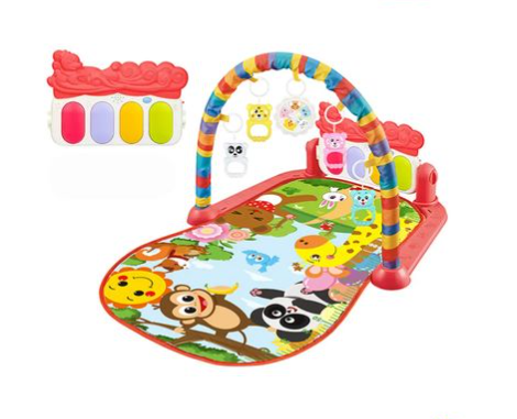 Covoras de joaca bebelusi cu pian si jucarii senzoriale, rosu [4]