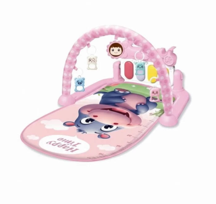 Covoras de joaca, tip salteluta, cu pian si arcada cu jucarii, centru de activitati bebelusi, +3 luni, roz [3]