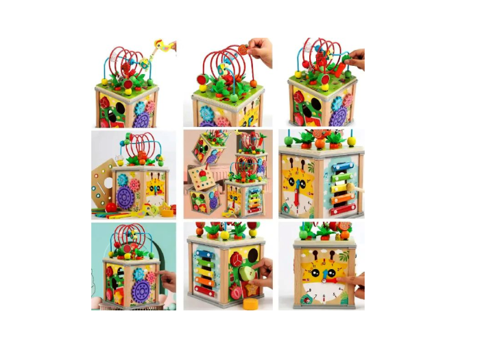 Cub Montessori din lemn, 10 activitati in 1 [2]