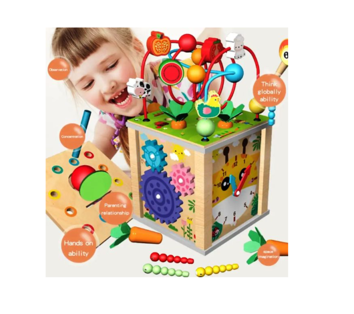 Cub Montessori din lemn, 10 activitati in 1 [4]