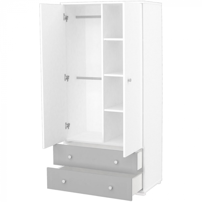 Dulap cu 2 usi si 2 sertare Hubners Patrik alb grafit [3]