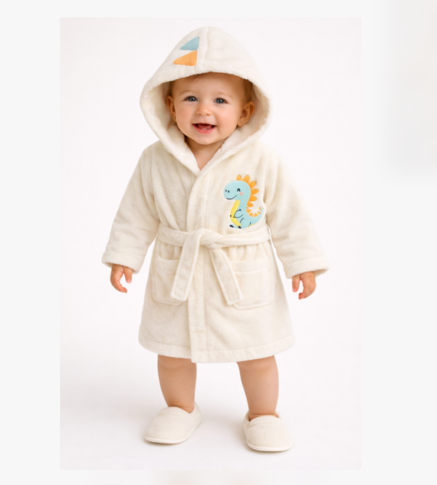 Halat de baie, cu gluga si papucei, Capison animalut, Alb [2]