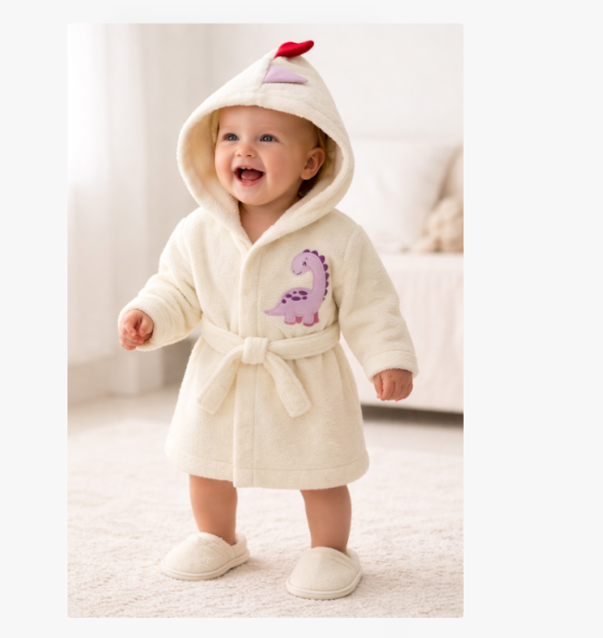 Halat de baie, cu gluga si papucei, Capison animalut, Alb Lila [2]