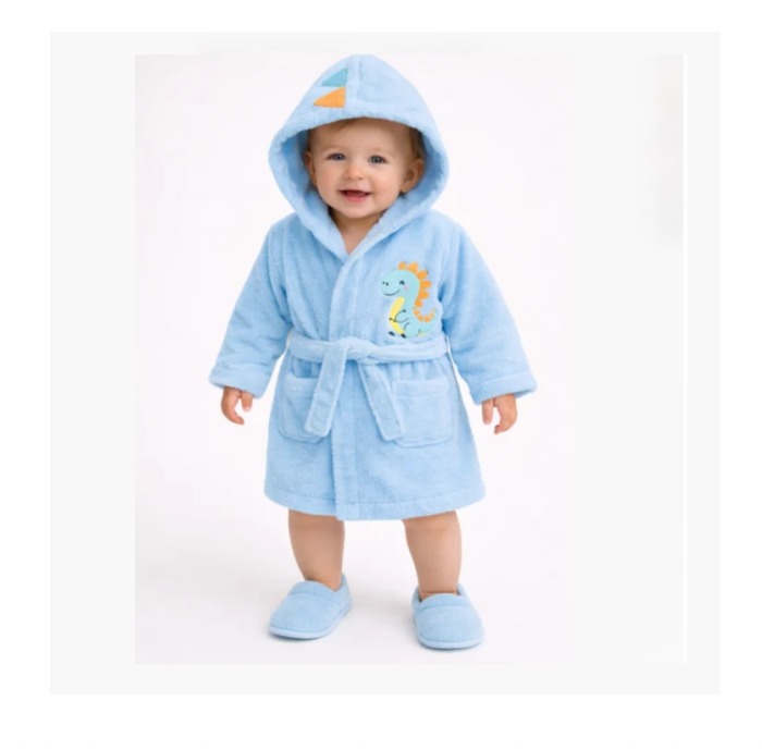 Halat de baie, cu gluga si papucei, Capison animalut, Albastru [2]