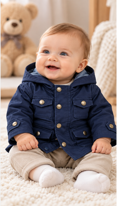 Jachetă de copii cu glugă și buzunare – un look modern pentru micii exploratori [3]