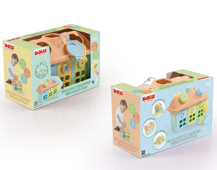 Jucarie bebelusi, Sortator tip Casuta, cu forme si chei, Pastel - Dolu [2]