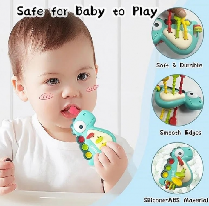 Jucarie de dentitie, senzoriala, siliconata, educativa, in forma de animalut, multicolora, Montessori [4]