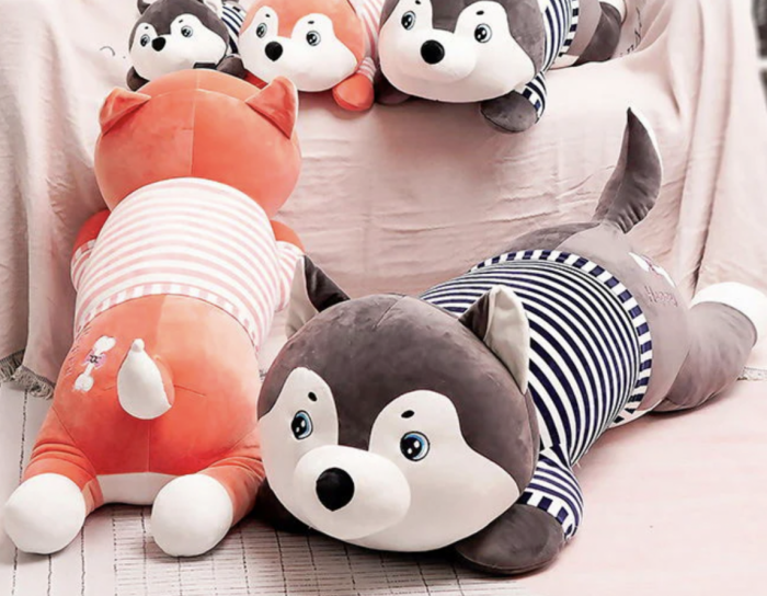 Jucarie de plus cu paturica inclusa, Catel jucaus, roz [4]