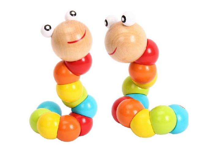 Jucarie din lemn, Montessori, tip Omida pe ata [3]