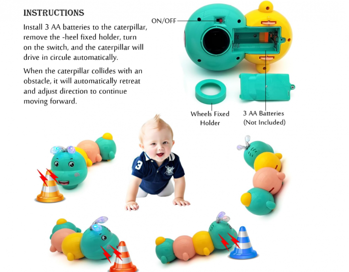 Jucărie electrică, omidă pentru bebeluși, se taraste si lumineaza [9]