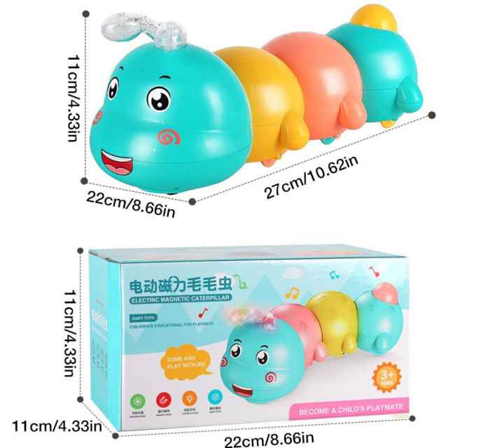 Jucărie electrică, omidă pentru bebeluși, se taraste si lumineaza [4]