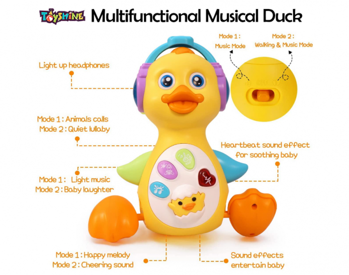 Jucarie interactiva, pentru bebe, ratusca cu muzica si lumini [2]