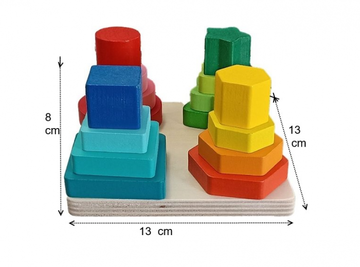 Jucarie Montessori, 4 in 1, Forme geometrice de stivuit si invatat culori [3]