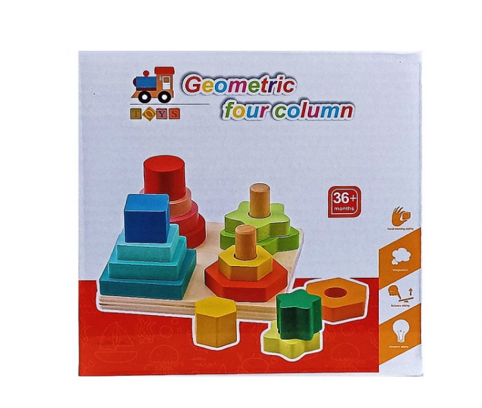 Jucarie Montessori, 4 in 1, Forme geometrice de stivuit si invatat culori [2]