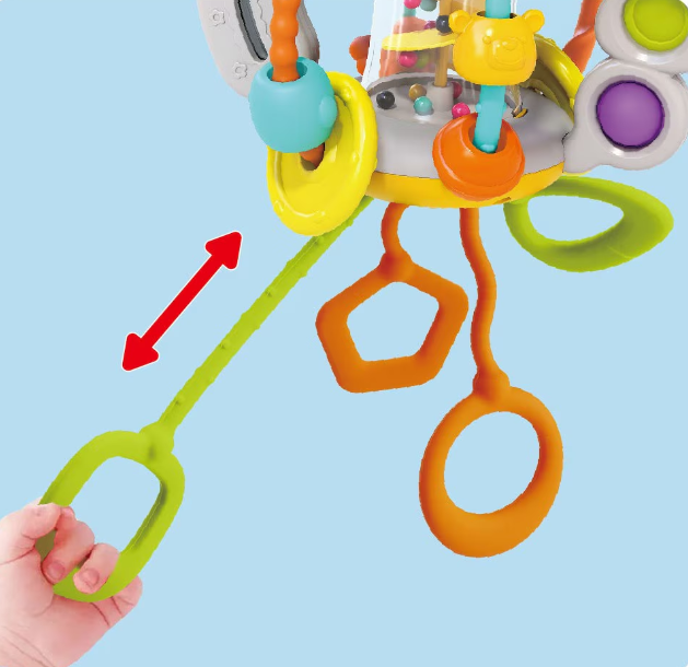 Jucarie senzoriala pentru bebelusi, Scutura si Trage, Ursulet,  +6 luni [4]