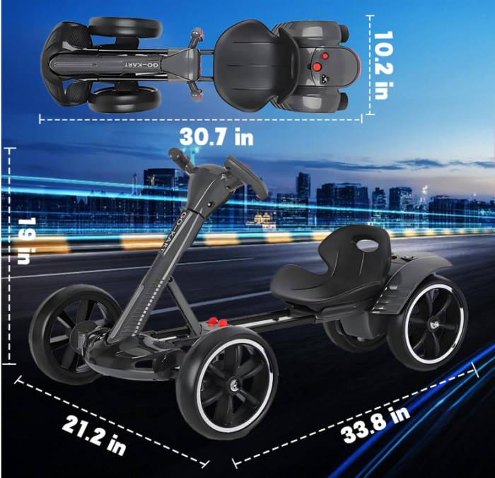 Kart electric de drift pentru copii 3–6 ani, 2  baterii 12V 7Ah, motor 35W, lumini LED, muzică Bluetooth, rotire 360° [4]