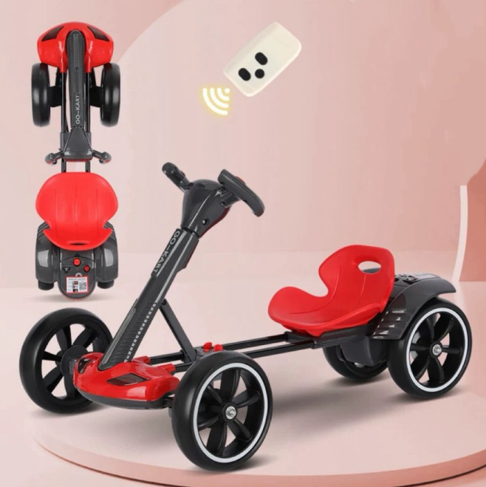 Kart electric de drift pentru copii 3–6 ani, 2  baterii 12V 7Ah, motor 35W, lumini LED, muzică Bluetooth, rotire 360° [8]