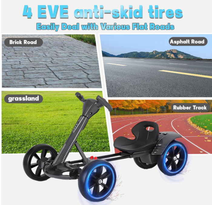 Kart electric de drift pentru copii 3–6 ani, 2  baterii 12V 7Ah, motor 35W, lumini LED, muzică Bluetooth, rotire 360° [7]