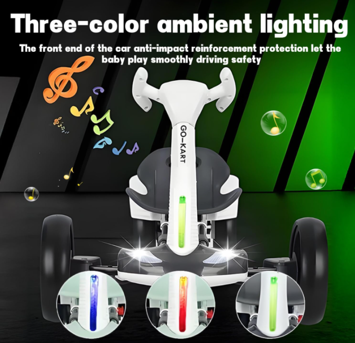Kart electric de drift pentru copii 3–6 ani, 2  baterii 12V 7Ah, motor 35W, lumini LED, muzică Bluetooth, rotire 360° [5]