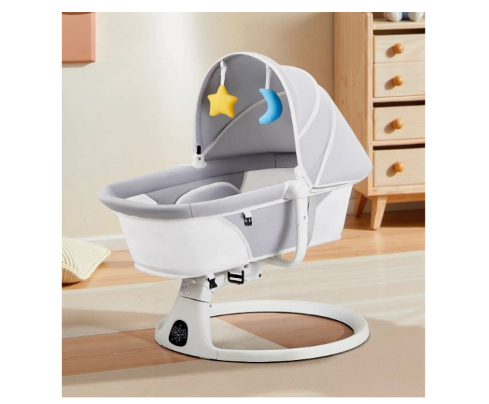Leagan Electric, Balansoar si patut pentru bebelusi , 3 Trepte Balans, Muzical, Conexiune Bluetooth, Telecomanda, Jucarii de Plus, Cu Acoperis Rabatabil si Plasa insecte [8]