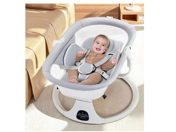 Leagan Electric, Balansoar si patut pentru bebelusi , 3 Trepte Balans, Muzical, Conexiune Bluetooth, Telecomanda, Jucarii de Plus, Cu Acoperis Rabatabil si Plasa insecte [7]