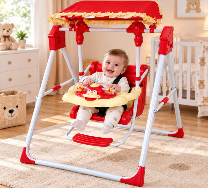 Leagăn pentru bebe cu lumini și muzică – 9-36 luni, până la 20 kg, Rosu [3]