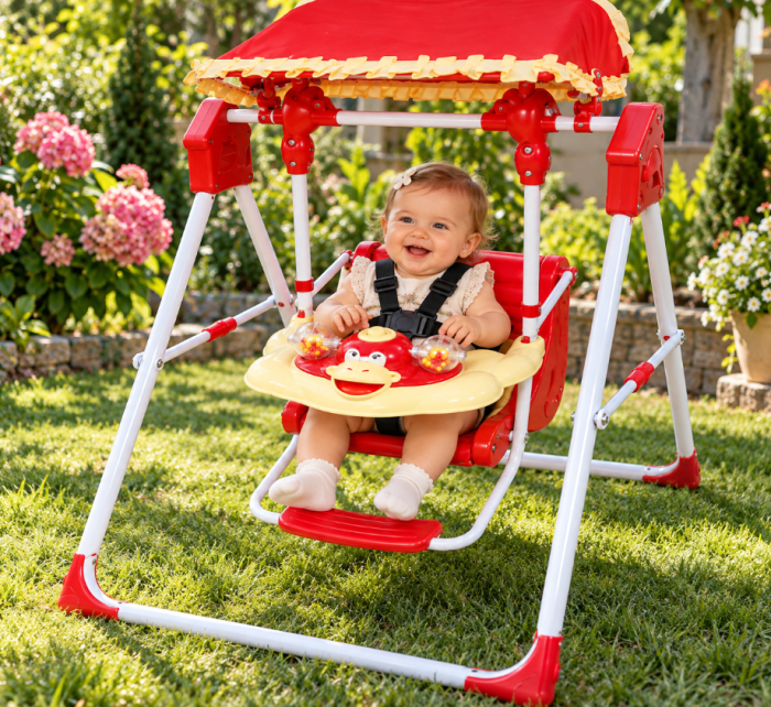 Leagăn pentru bebe cu lumini și muzică – 9-36 luni, până la 20 kg, Rosu [4]
