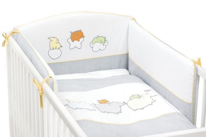 Lenjerie de patut brodata 3 piese elefantei Ceba Baby [1]