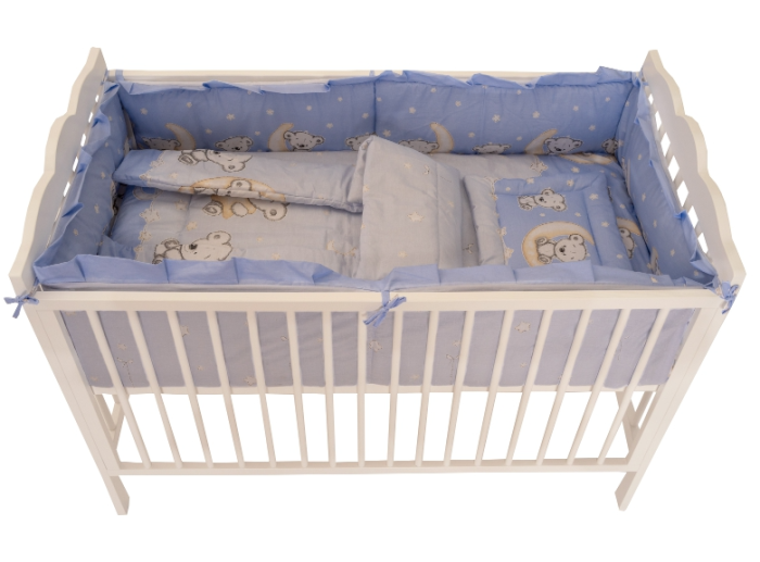 Lenjerie MyKids Bear On Moon Blue M1 4+1 Piese 120x60 [1]
