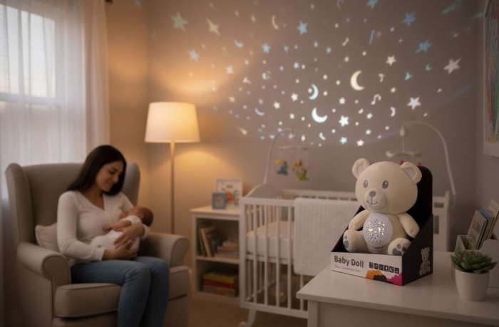 Little Dreamer, proiector, ursulet, crem [2]