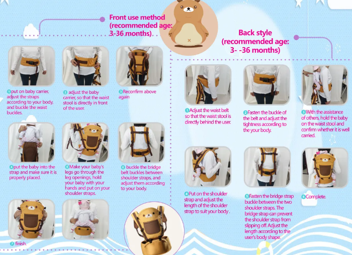 Marsupiu Ergonomic Bubu-Still, Port-bebe cu 10 pozitii de purtare, 100% bumbac, 0-20 kg , cafeniu [2]